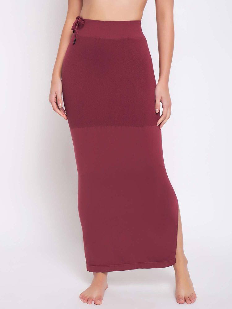 Clovia Maroon Drawstring Saree Shapewear-picture-25