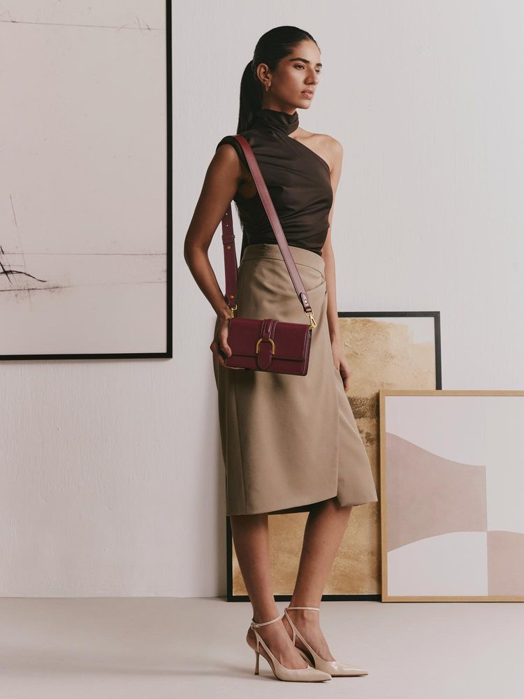 MIRAGGIO Peonii Sling Bag With Detachable Strap - Wine (S)-image-25