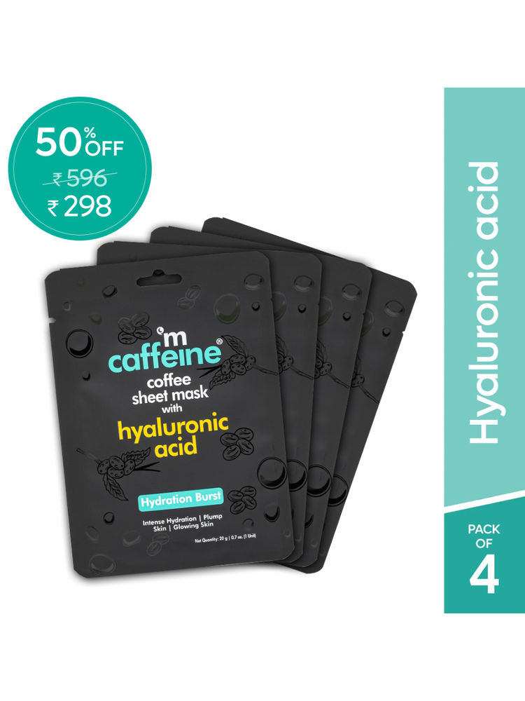 MCaffeine Hyaluronic Acid Face Sheet Masks With Coffee For Glowing Skin & 24h Hydration - Pack Of 4-picture-21