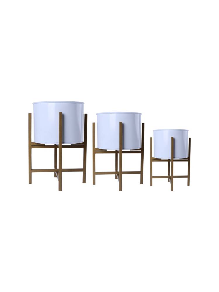 Homesake Planters with Metal Stand 3 Pieces Indoor White-picture-13