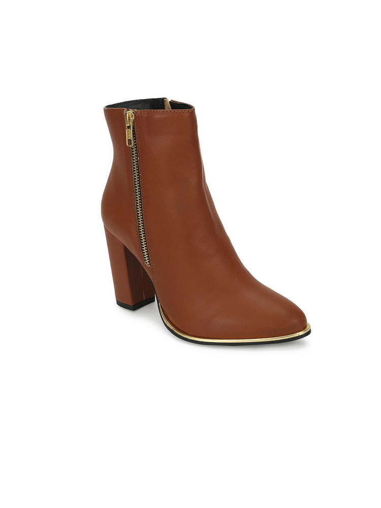 Truffle Collection Tan Solid Boots-picture-28