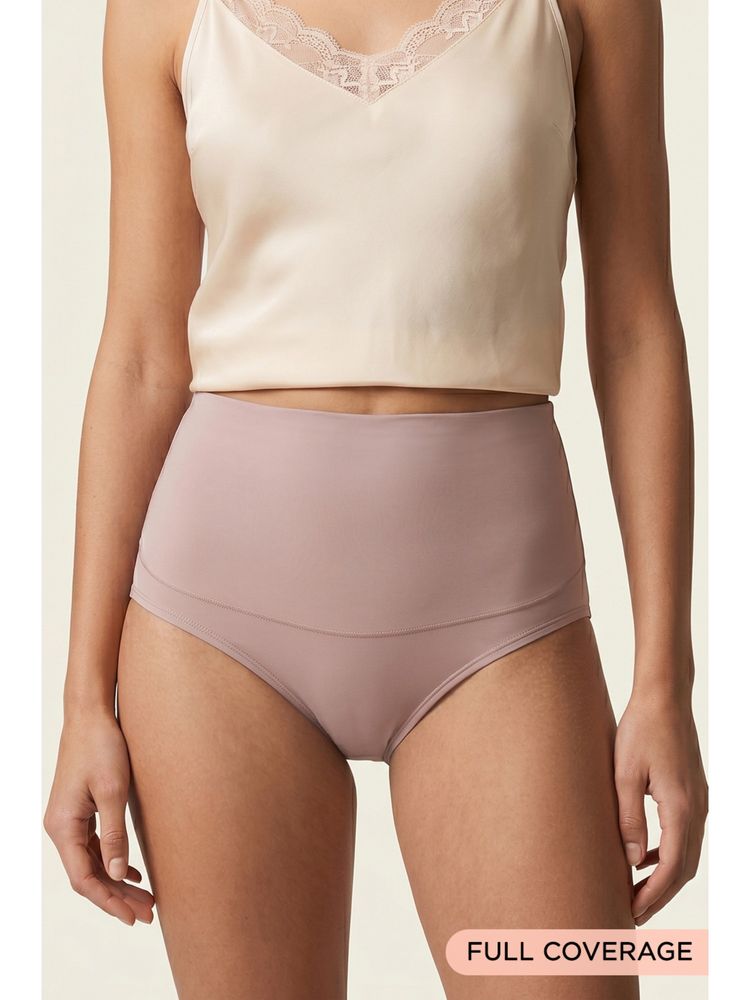 Zivame High Rise Full Coverage Tummy Tucker Hipster Panty - Fawn-image-10