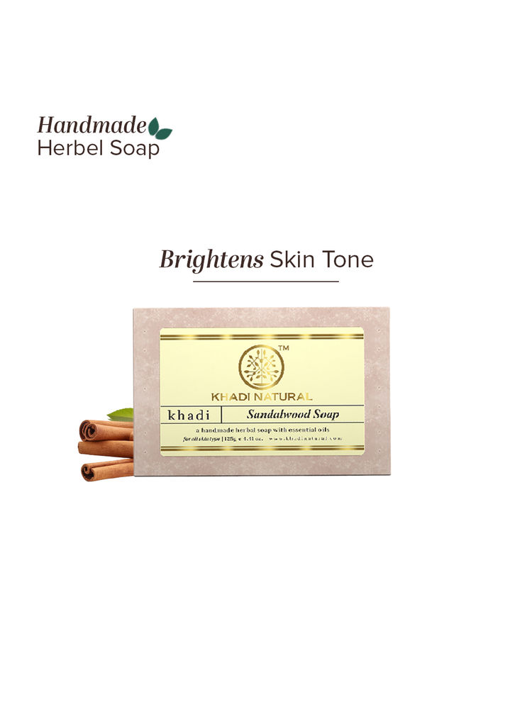 Khadi Natural Sandalwood Handmade Soap Treat Acne & Moisturize Skin