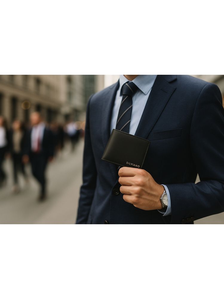 SILVIANO Henley Noir Black Rfid Protected Genuine Leather Slim Bifold Wallet-picture-15