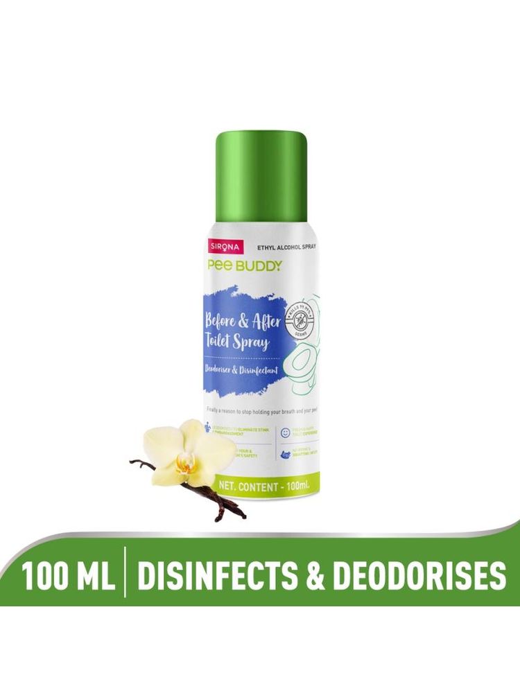 Peebuddy Before & After Toilet Seat Sanitizer Spray (Vanilla), Deodoriser & Disinfectant