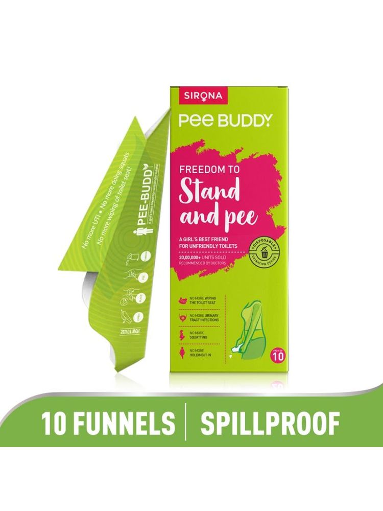 Sirona Peebuddy Stand N Pee Disposable Female Urination Funnels Portable Leak-Proof Stand & Pee Funnels