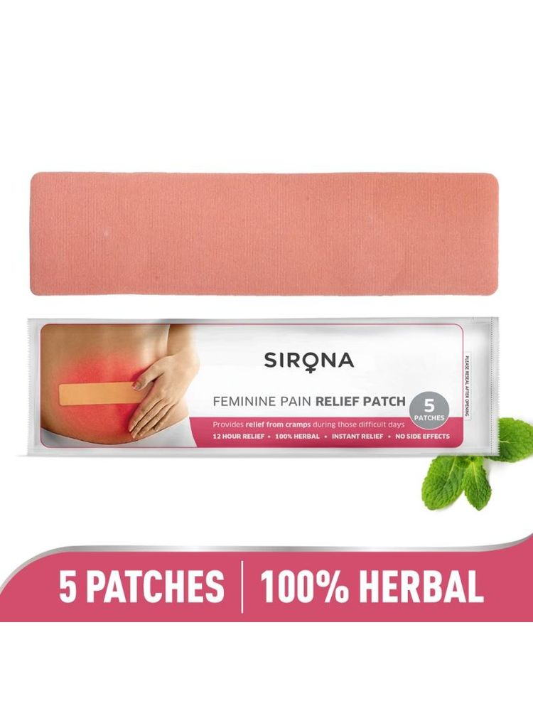 Sirona 100% Herbal Period Pain Relief Cool Patches, Menthol And Eucalyptus Oil, Instant Relief