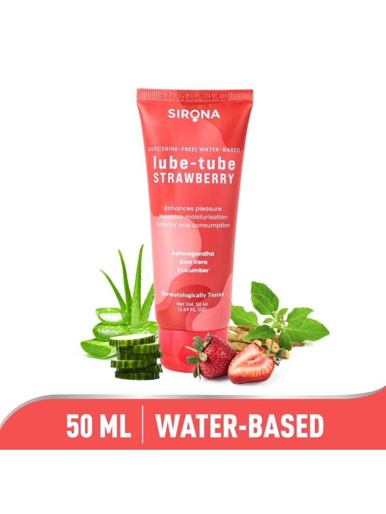 Sirona Glycerine Free & Water Based Strawberry Lubricant Gel, Made With Aloe Vera & Cucumber