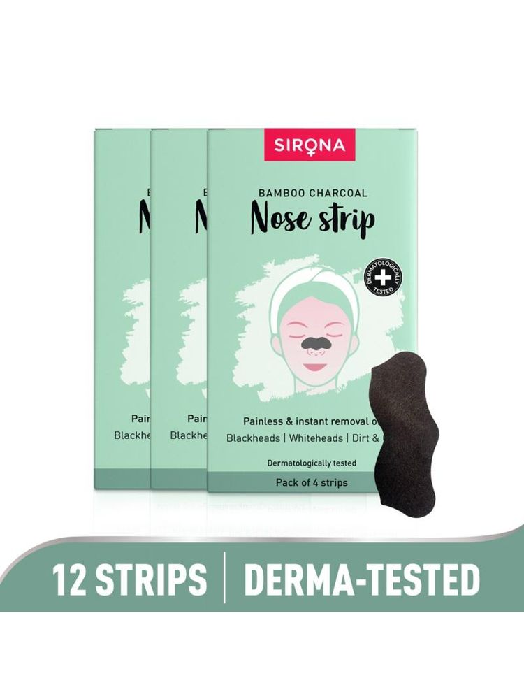 Sirona Natural Bamboo Charcoal Nose Strips For Women, Removes Blackheads,Whiteheads & Pore Cleanser
