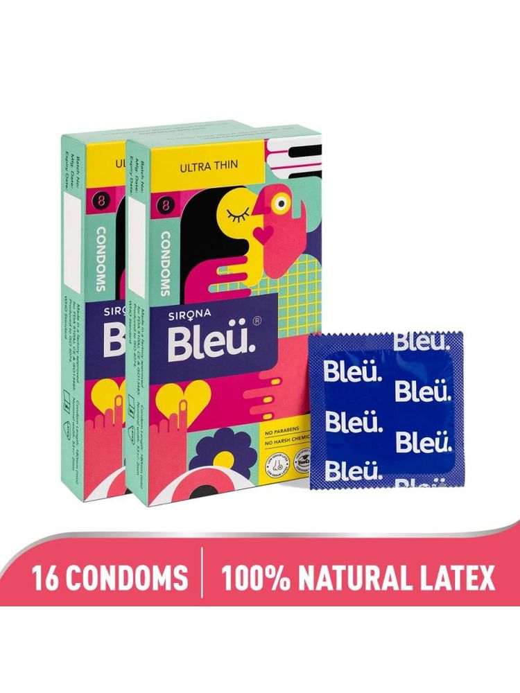Sirona Bleu Ultra Thin Condoms For Men & Women, Vegan, Toxin Free & 100% Natural Latex