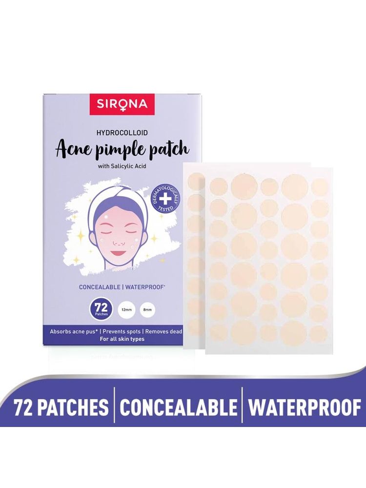 Sirona Anti Acne & Pimple Face Patches, 0.5% Salicylic Acid & 100% Hydrocolloid, Acne Spot Corrector-image-3
