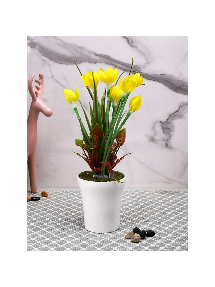 Tayhaa Yellow Orchid Artificial Plant with Pot-image-34