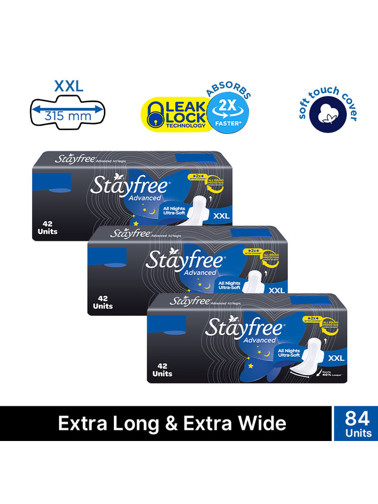 Stayfree Advanced All Nights Sanitary Pads with Cottony Soft Cover - XXL (Pack of 3)-picture-20