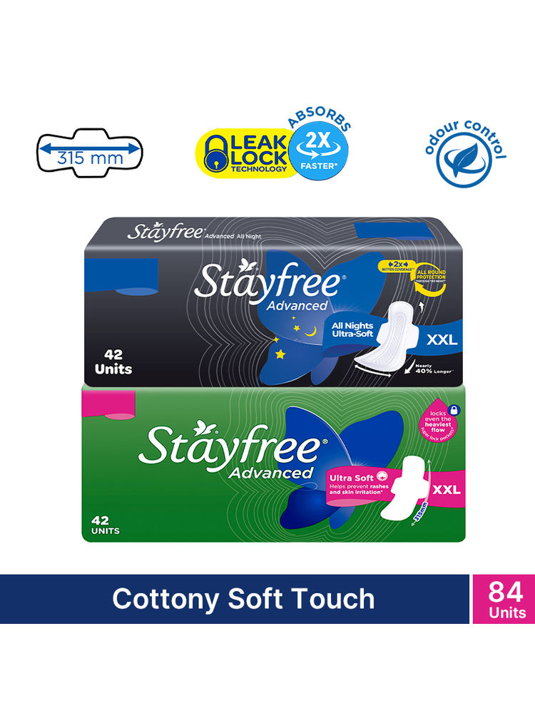 Stayfree Advanced Day & Night Sanitary Pads Combo for Heavy Flow - XXL (Super Value Pack of 84)-image-45