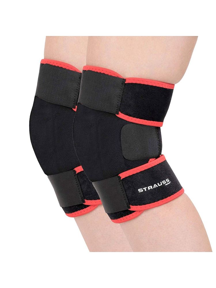 Strauss Adjustable Knee Support, Pair (Free Size, Black)-image-9