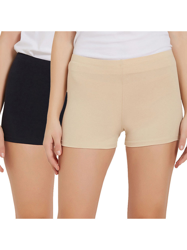 SOIE Women Mid Rise Breathable Mid Thigh Length Cycling Shorts (Pack of 2)-picture-15