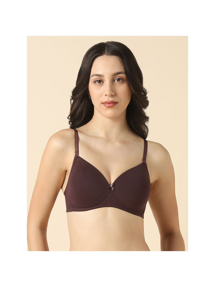 Van Heusen Women Solid Anti Bacterial Wireless Full Coverage Padded Bra Brown-picture-17