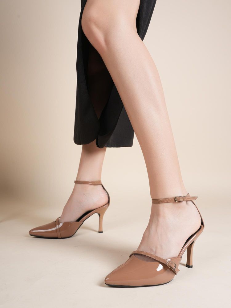 Drop Bold Brown Pointed Toe Ankle Strap Stilettos Heels For Women-picture-28