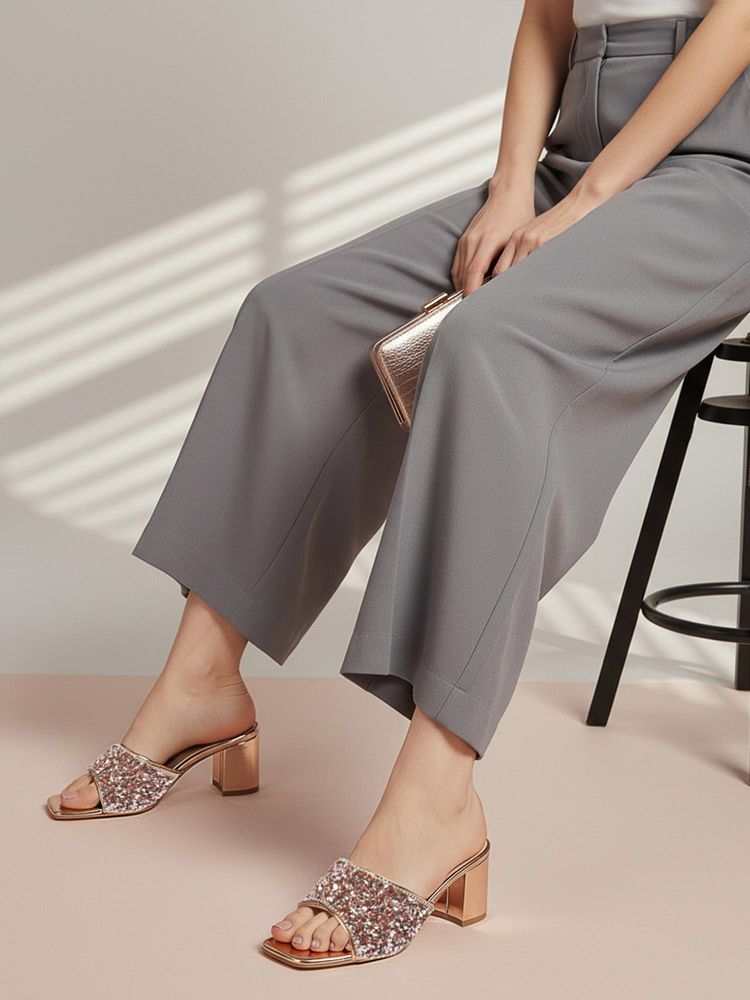 Iconics Women Rose Gold Block Heels-picture-29