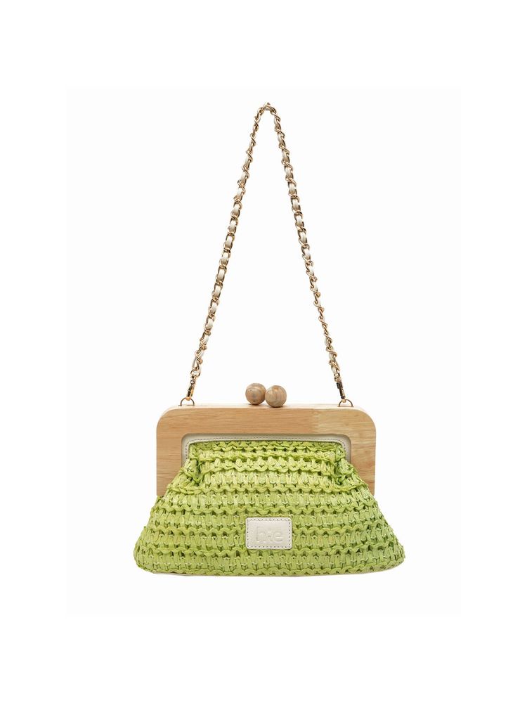 HIE Green Phoebe Clutches with Detachable Sling Chain-image-12