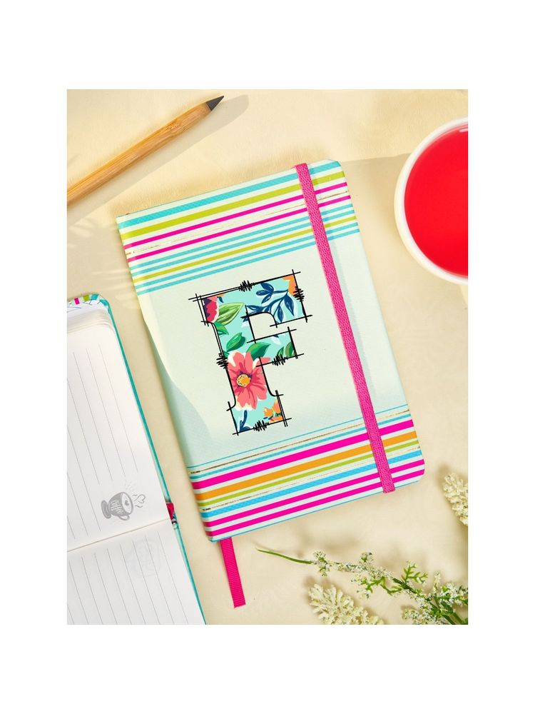 Doodle Collection Initial F Stripes Theme Premium Hard Bound B6 Notebook Diary 192 Ruled Pages-picture-32