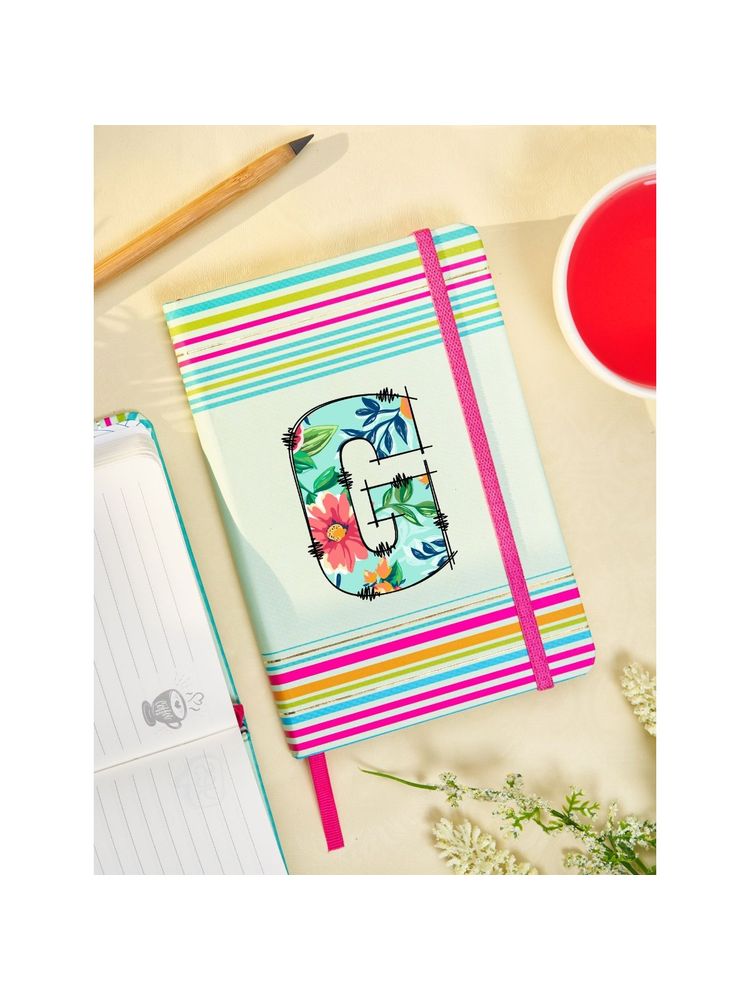 Doodle Collection Initial G Stripes Theme Premium Hard Bound B6 Notebook Diary 192 Ruled Pages-picture-33