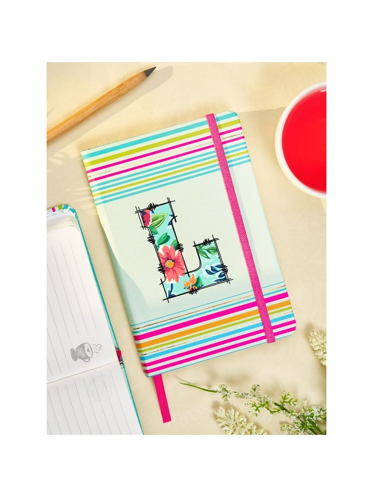 Doodle Collection Initial L Stripes Theme Premium Hard Bound B6 Notebook Diary 192 Ruled Pages-picture-28