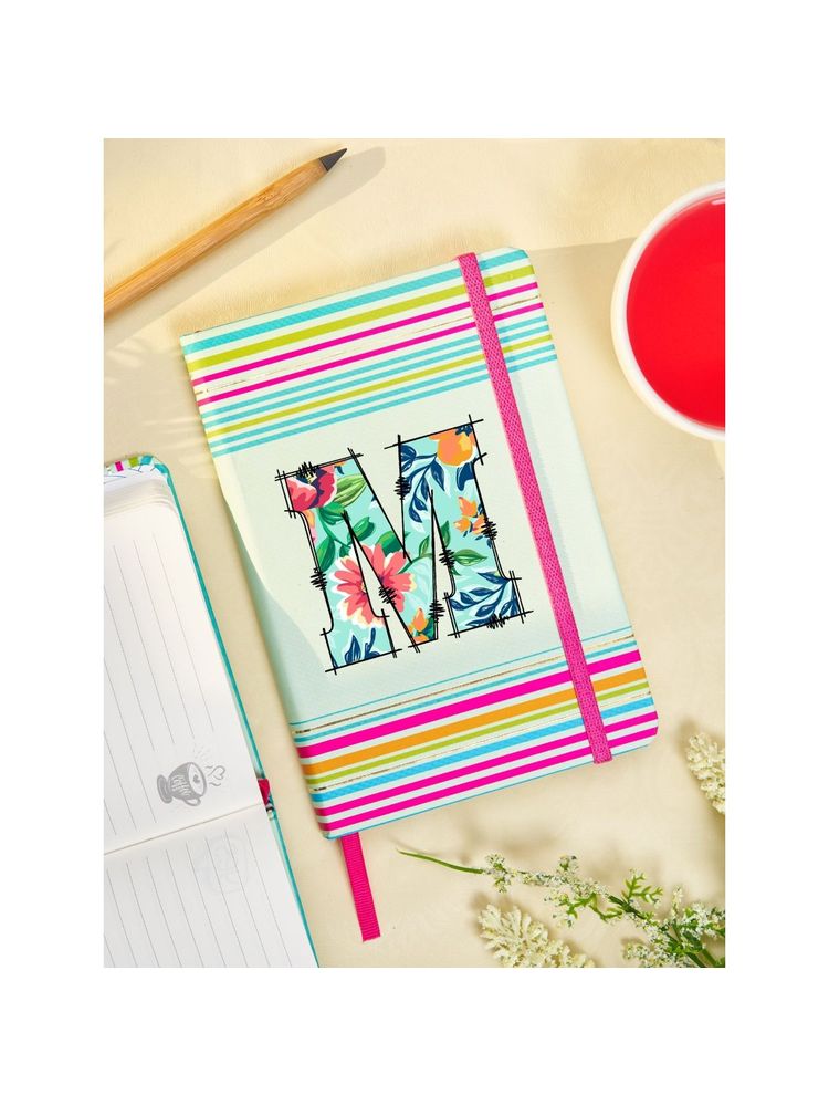 Doodle Collection Initial M Stripes Theme Premium Hard Bound B6 Notebook Diary 192 Ruled Pages-picture-34