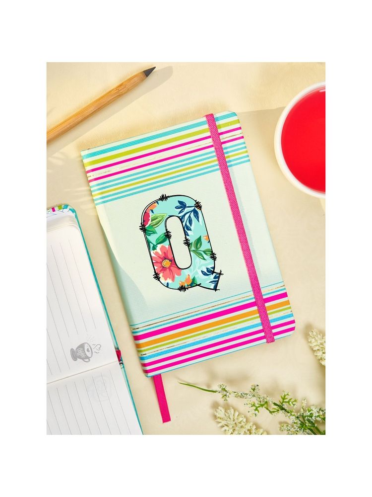 Doodle Collection Initial Q Stripes Theme Premium Hard Bound B6 Notebook Diary 192 Ruled Pages-picture-37