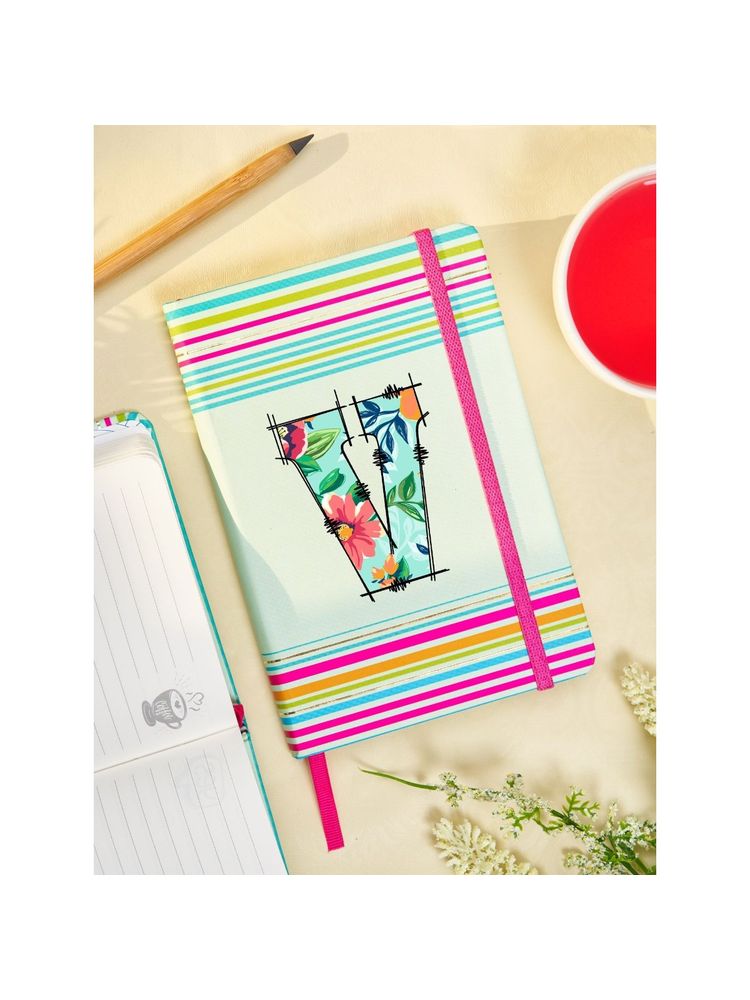 Doodle Collection Initial V Stripes Theme Premium Hard Bound B6 Notebook Diary 192 Ruled Pages-picture-24