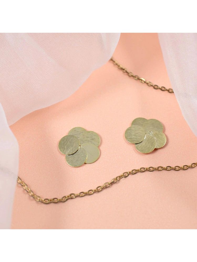 Salty Overlap Metal Round Flower Stud Earrings-image-33