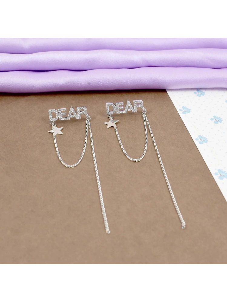 salty dear star adornment long loop and dangle earring silver
