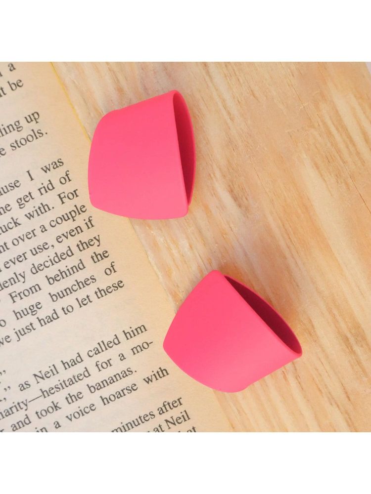 Salty Pastel Pink Folded Hoop Earrings-image-5