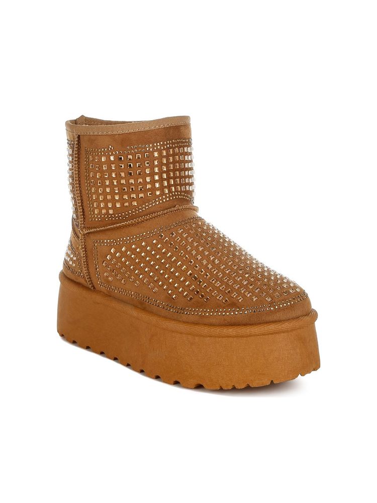 London Rag Tan Chunky Rhinestones Ankle Boots-picture-27