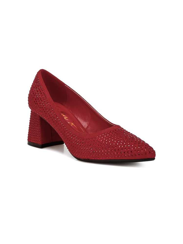 London Rag Red Rhinestones Embellished Pumps-image-46