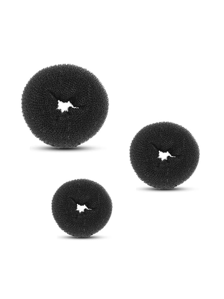 Bronson Professional Hair Fashion Donuts- Black (Pack of 3)