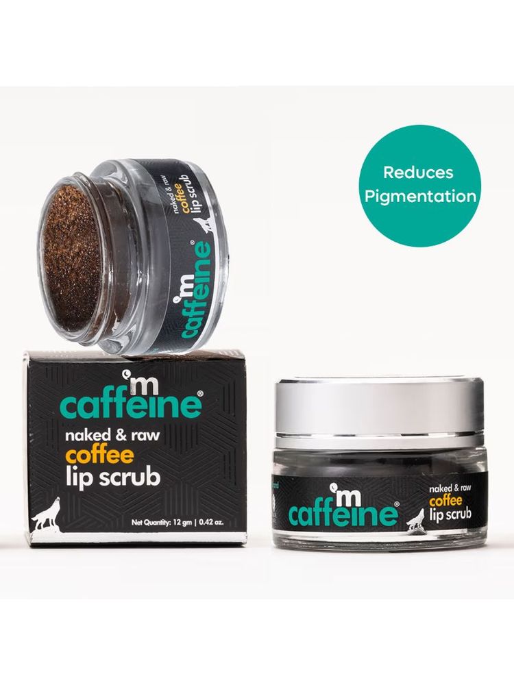 MCaffeine Coffee Lip Scrub for Chapped & Pigmented Lips - Natural, Vegan & Beeswax Free