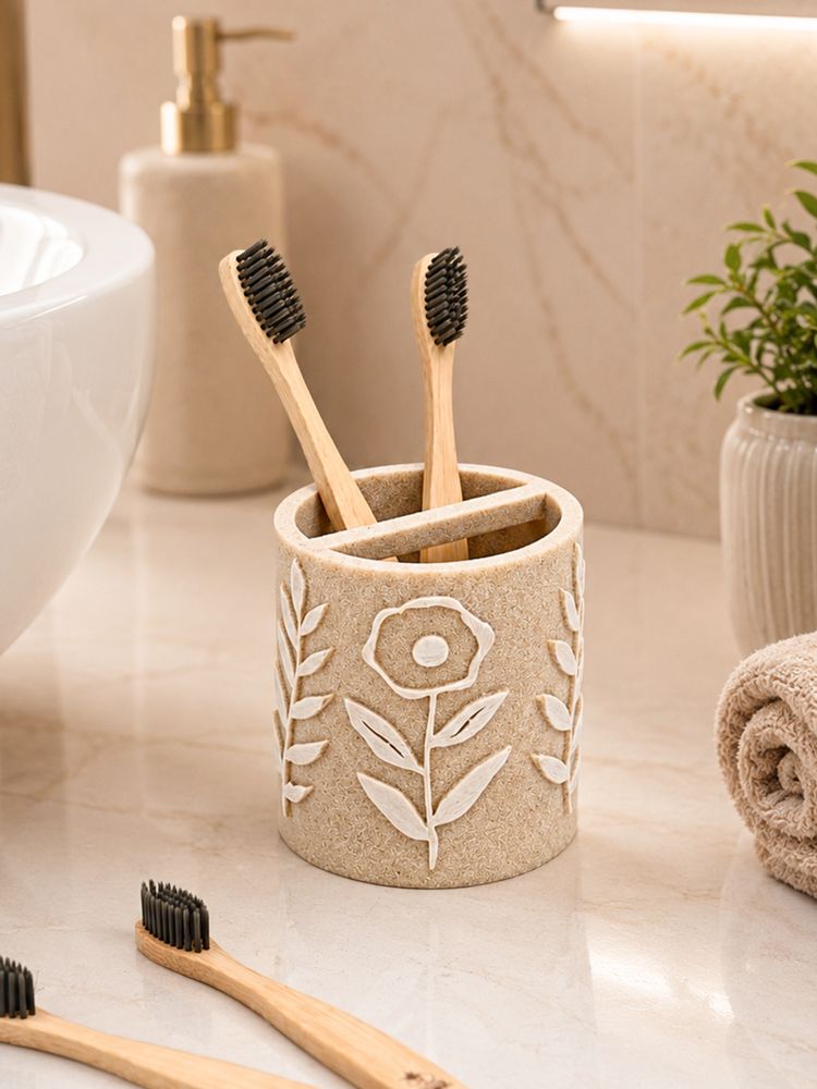 Voncasa Dune Beige Polyresin Toothbrush Holder-picture-20