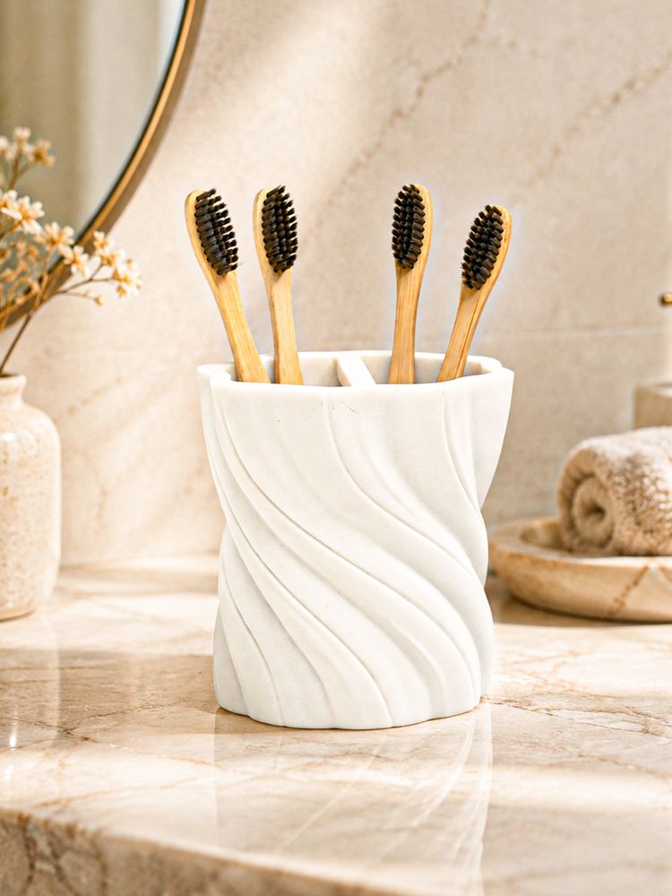 Voncasa White Polyresin Toothbrush Holder-picture-28