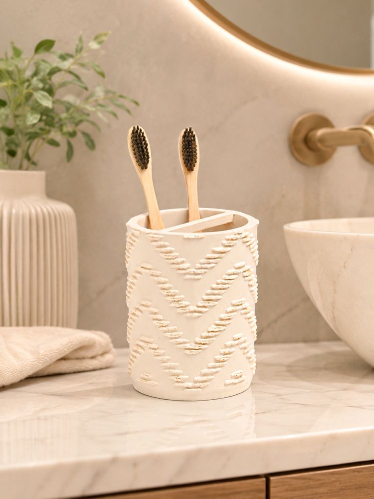 Voncasa Off White Polyresin Toothbrush Holder-picture-14