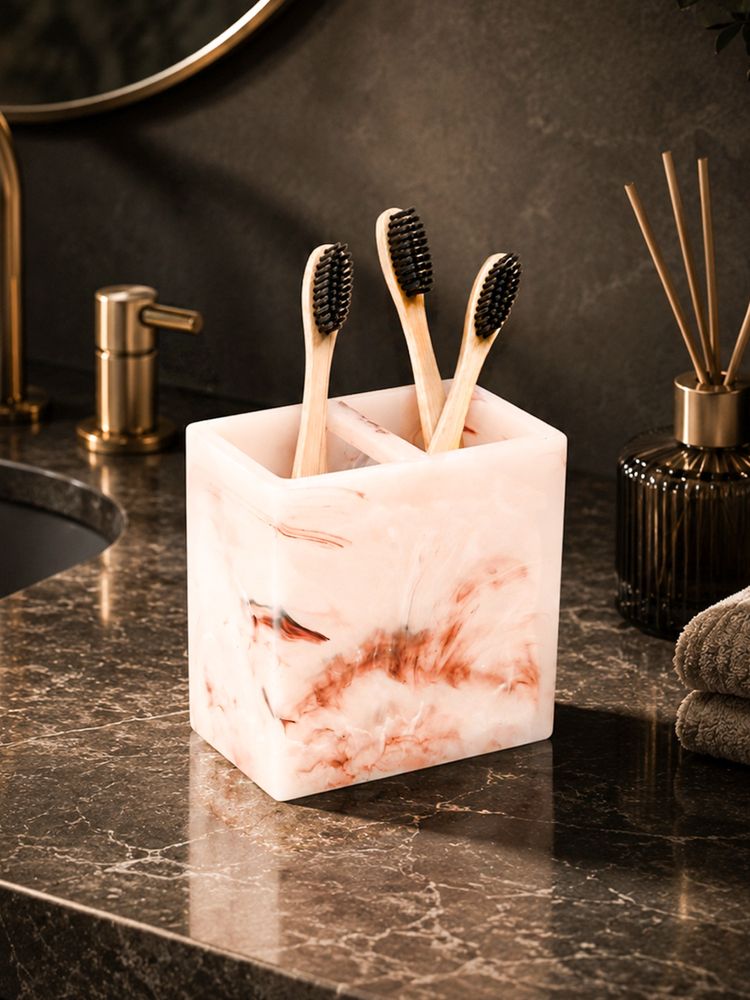 Voncasa Ivory Rose Polyresin Toothbrush Holder-picture-23