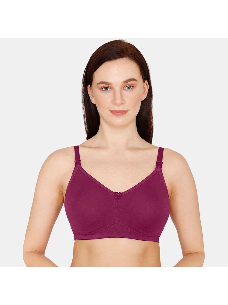 Zivame Double Layered Non Wired 3/4th Coverage Maternity/ Nursing Bra - Purple