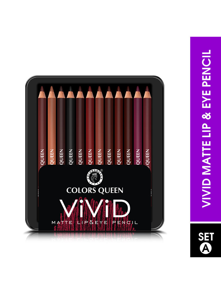 Colors Queen Vivid Matte 12 Lip & Eyeliner Pencil