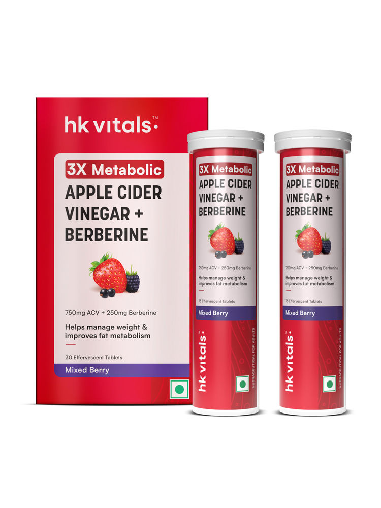 HealthKart Hk Vitals 3X Metabolic Apple Cider Vinegar Tablets - Mixed Berry