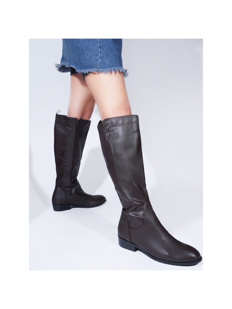 SHUZ TOUCH Women Brown High Top Casual Boots-picture-17
