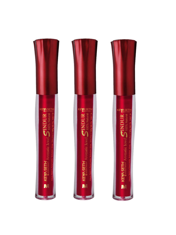 Keya Seth Aromatherapy 100% Natural Sindoor Combo Liquid Maroon - Pack of 3