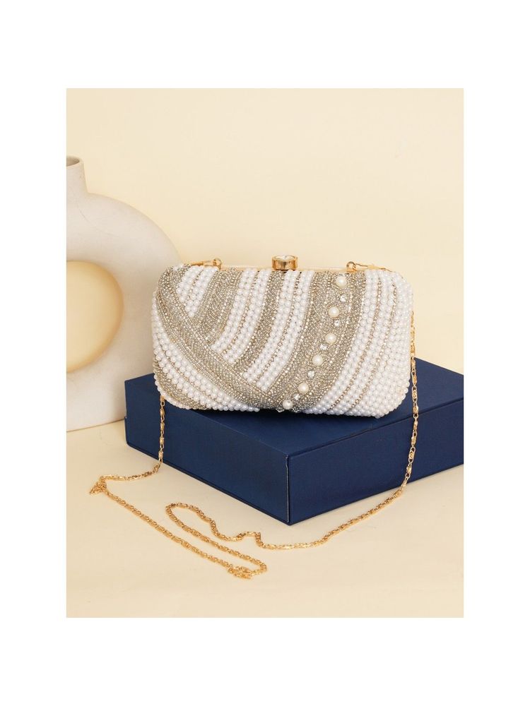 Fabbhue Women's Hand Embroidered Box Clutch Purse-image-35