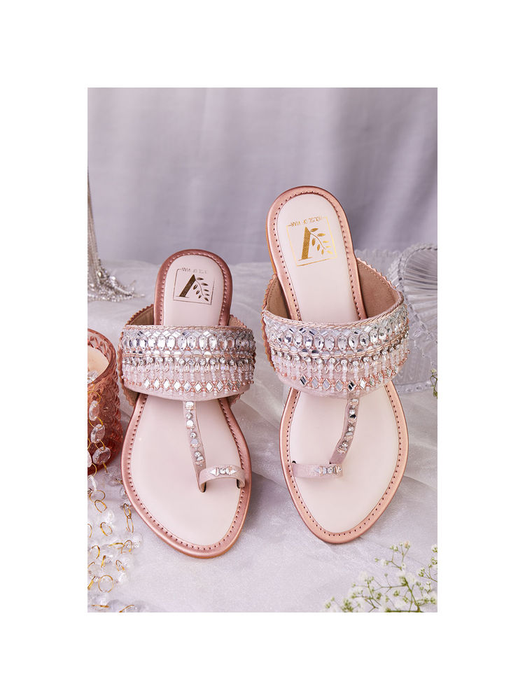 House of Vian Ayna Rose Gold Kolhapuri