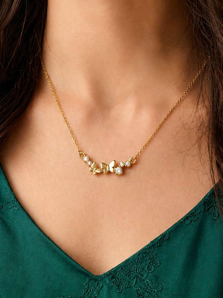 ARTKLIM Golden Butterfly Sparkle Anti-Tarnish Necklace-picture-32