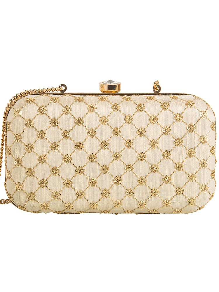 Parizaat By Shadab Khan Beige Sparkling Bridal Clutch